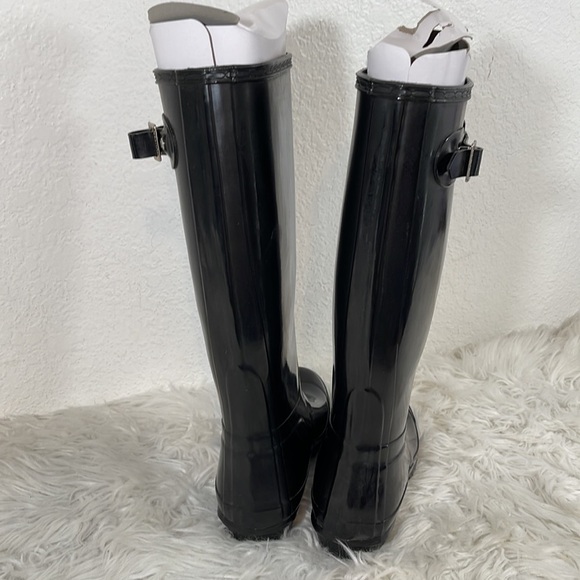 HUNTER Original Tall Black Gloss Rain Boots Waterproof 
Size 7 New - Picture 8 of 16